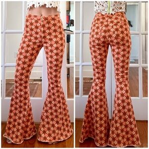 Peach Love’s Orange Retro Floral Flares